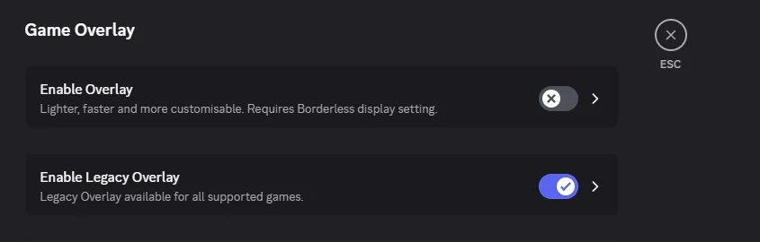 How to enable legacy overlay in Discord
